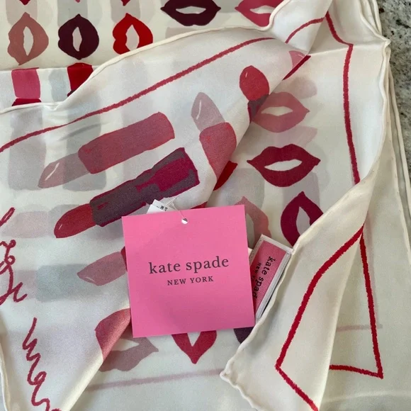 Lipstick Party Silk Square Scarf from KATE SPADE NEW YORK - Picture 7 of 8